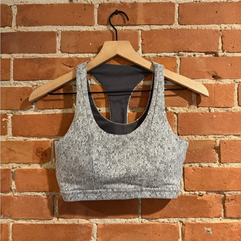 Gymshark Gray Cutout Strappy Back Sports Bra Size M Activewear Athleisure Gym - Picture 4 of 8